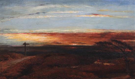 George Richmond R.A. (1809-1896) Landscape at sunset 8.75 x 14.75in.